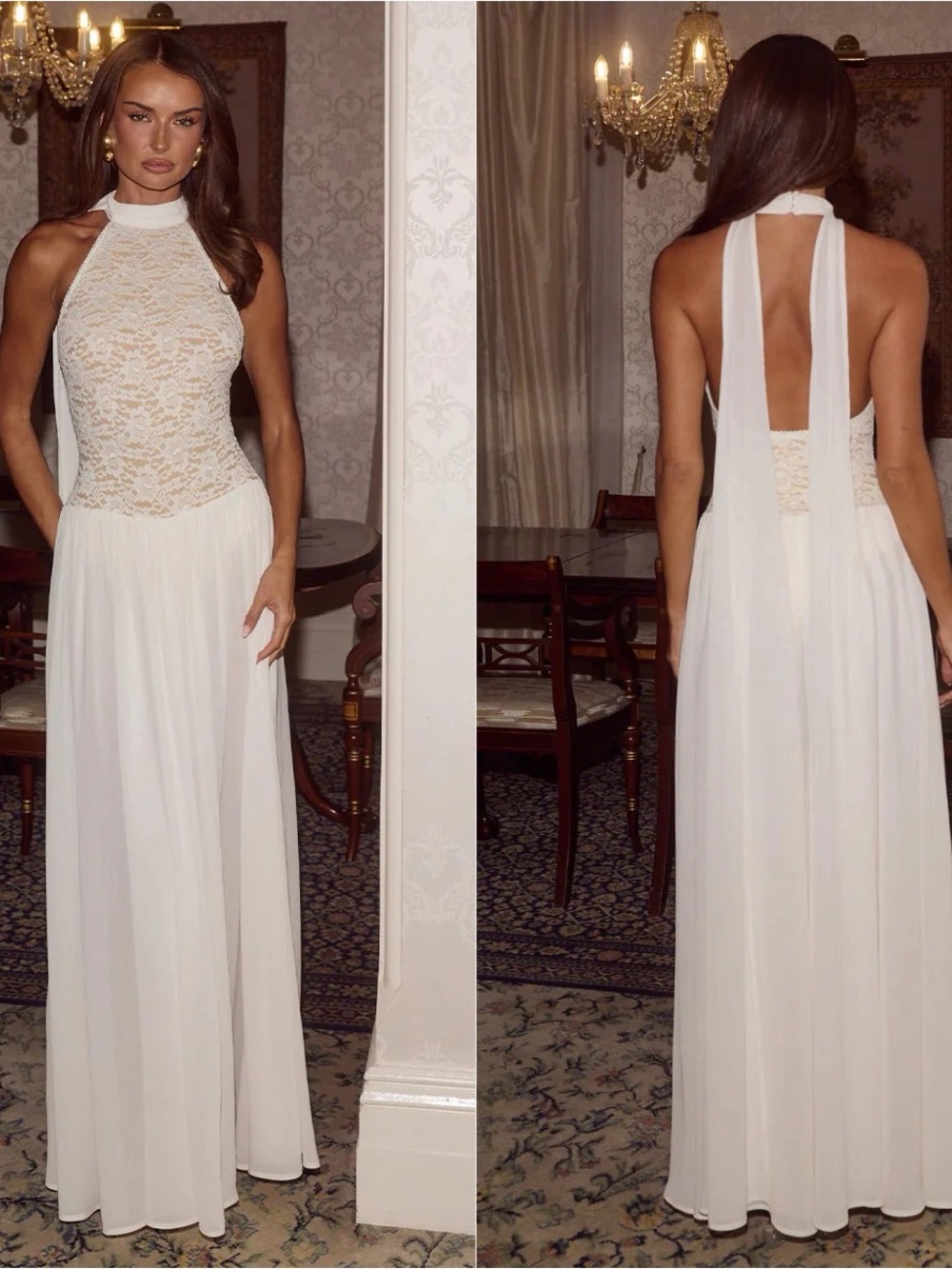 NWT Runaway the Label • judith maxi dress in cream sz XS